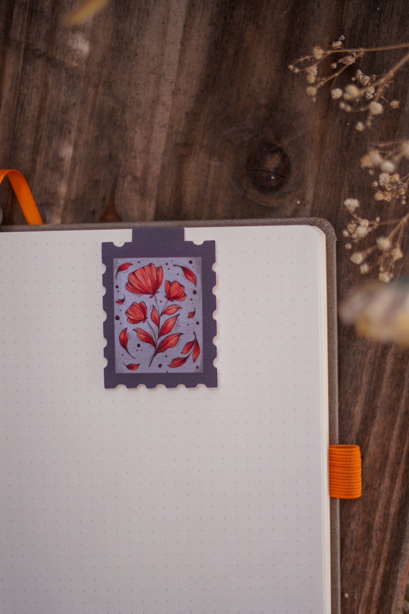 Marque page timbre - Fleurs