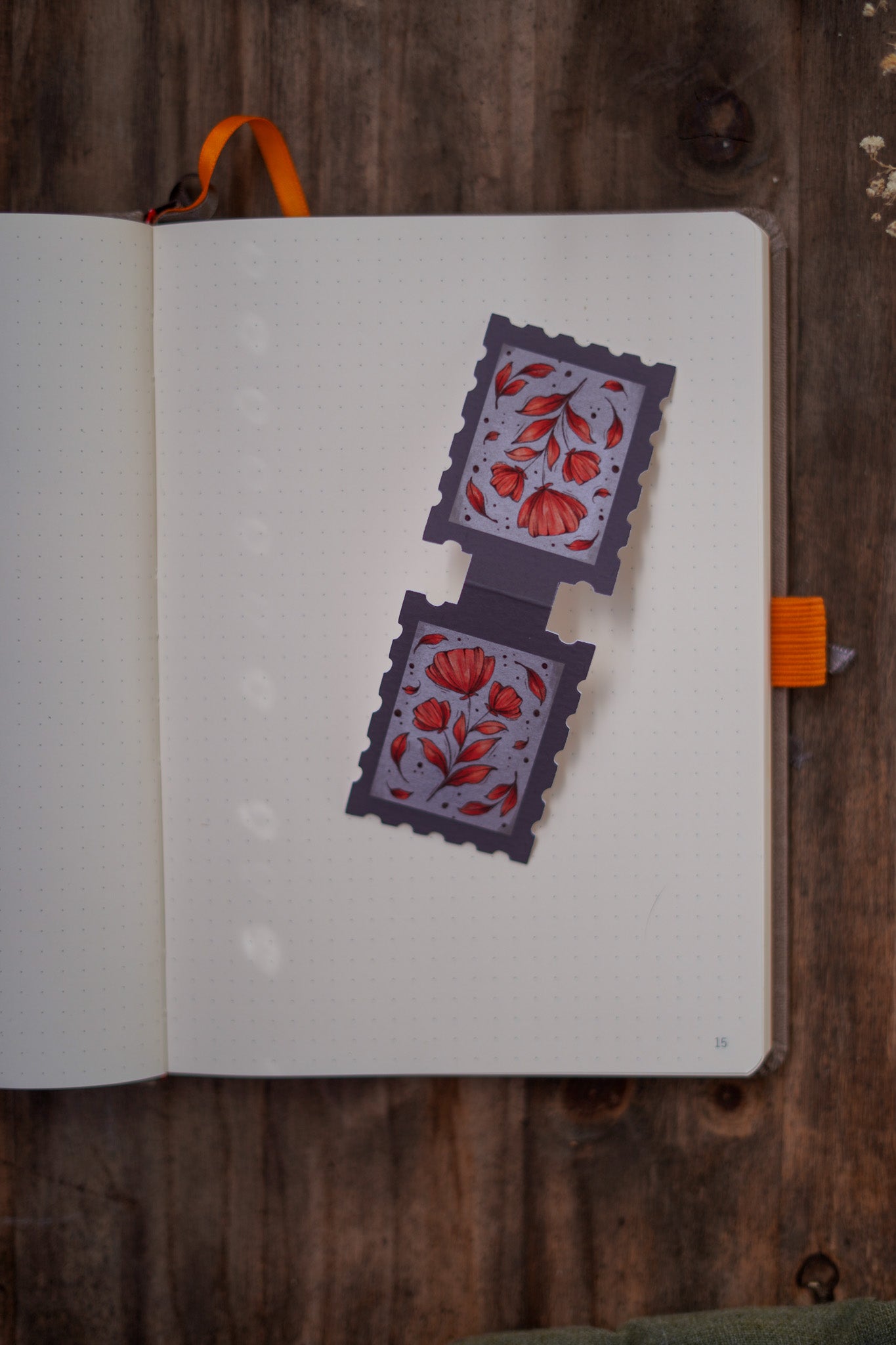 Marque page timbre - Fleurs