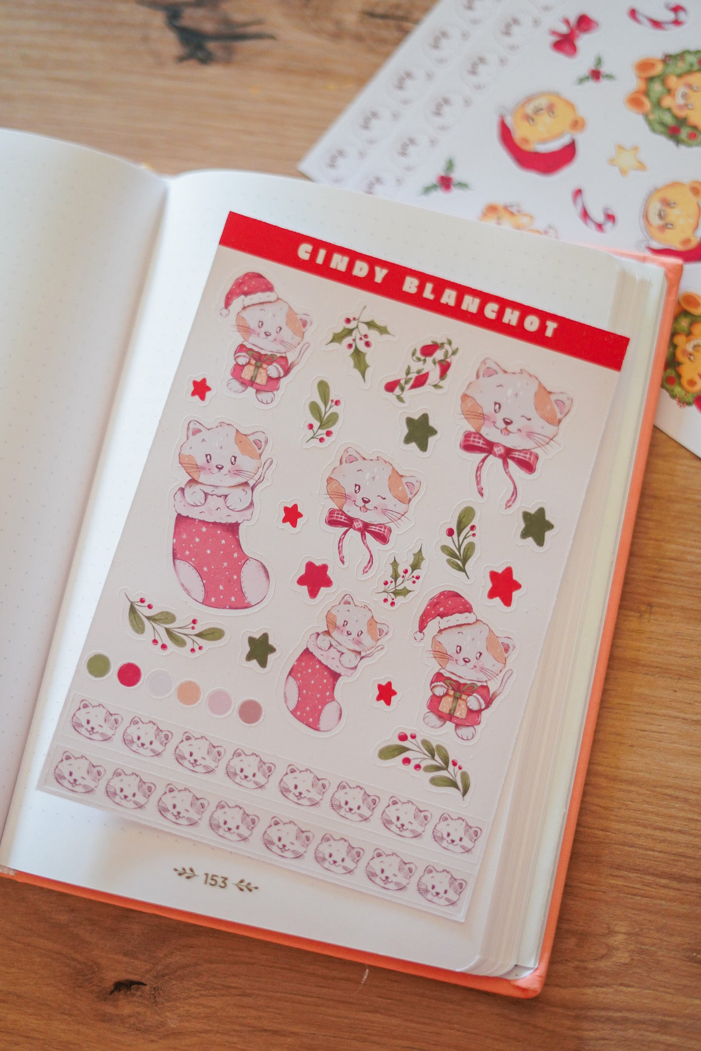 Planche sitckers - Chat Noël