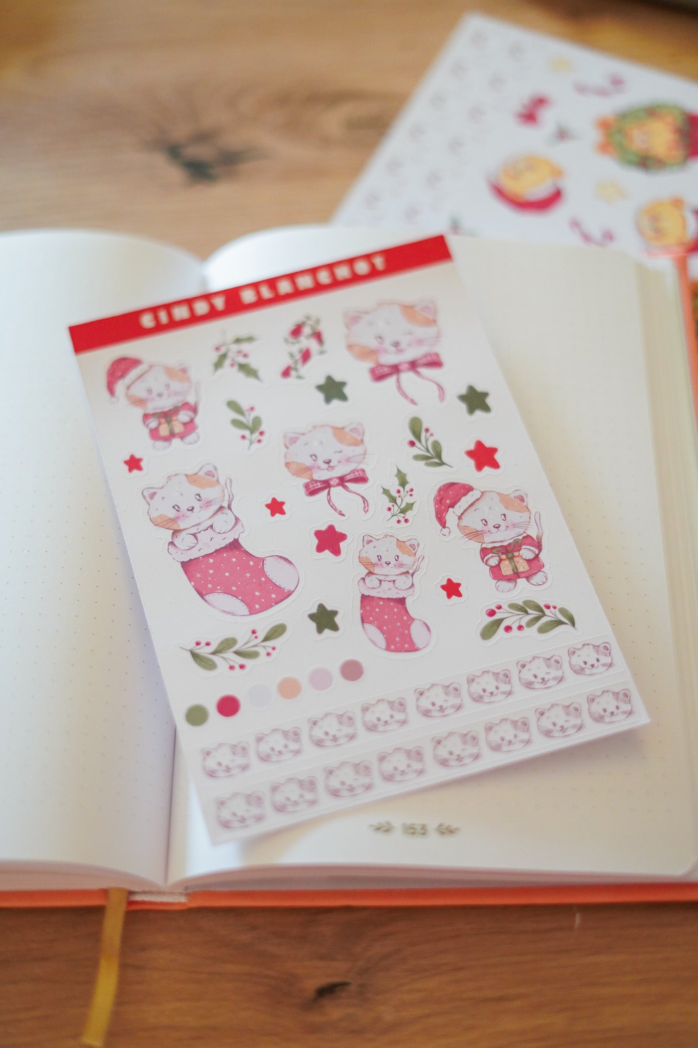 Planche sitckers - Chat Noël