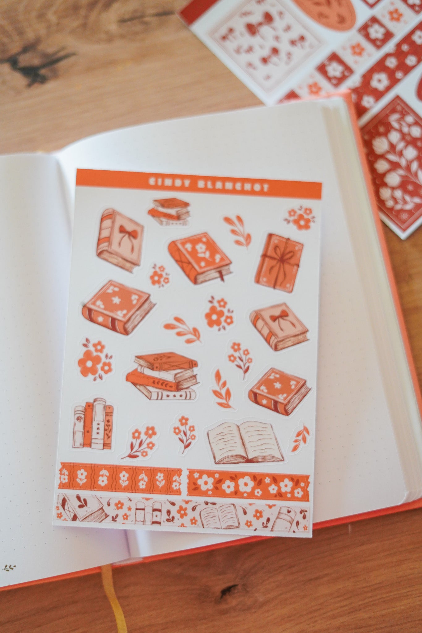 Planche sitckers - Livres marron