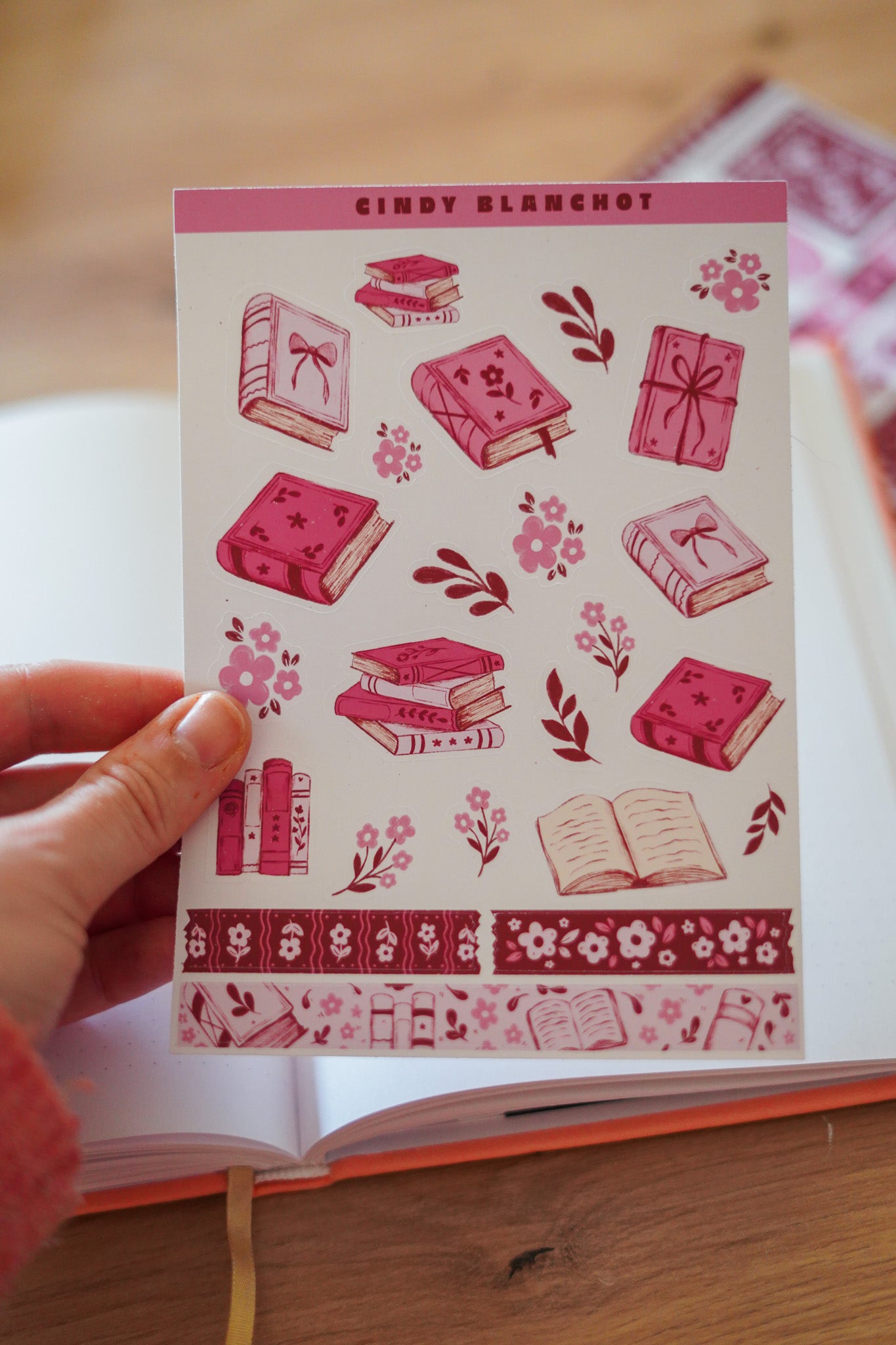 Planche sitckers - Livres rose