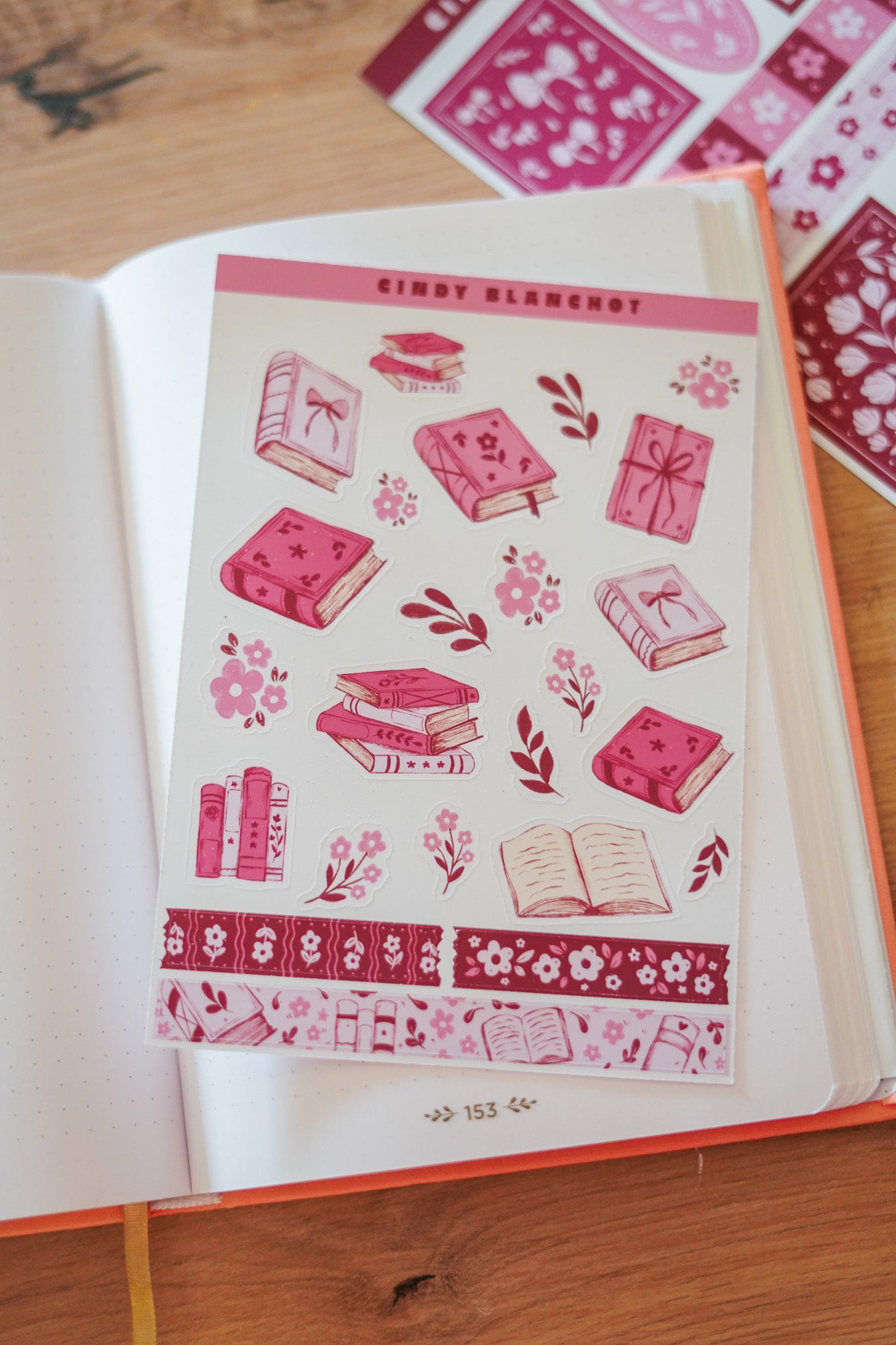 Planche sitckers - Livres rose
