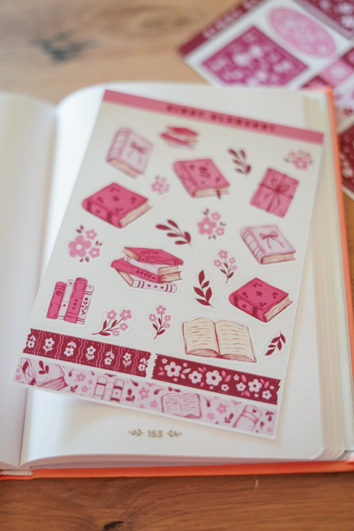 Planche sitckers - Livres rose